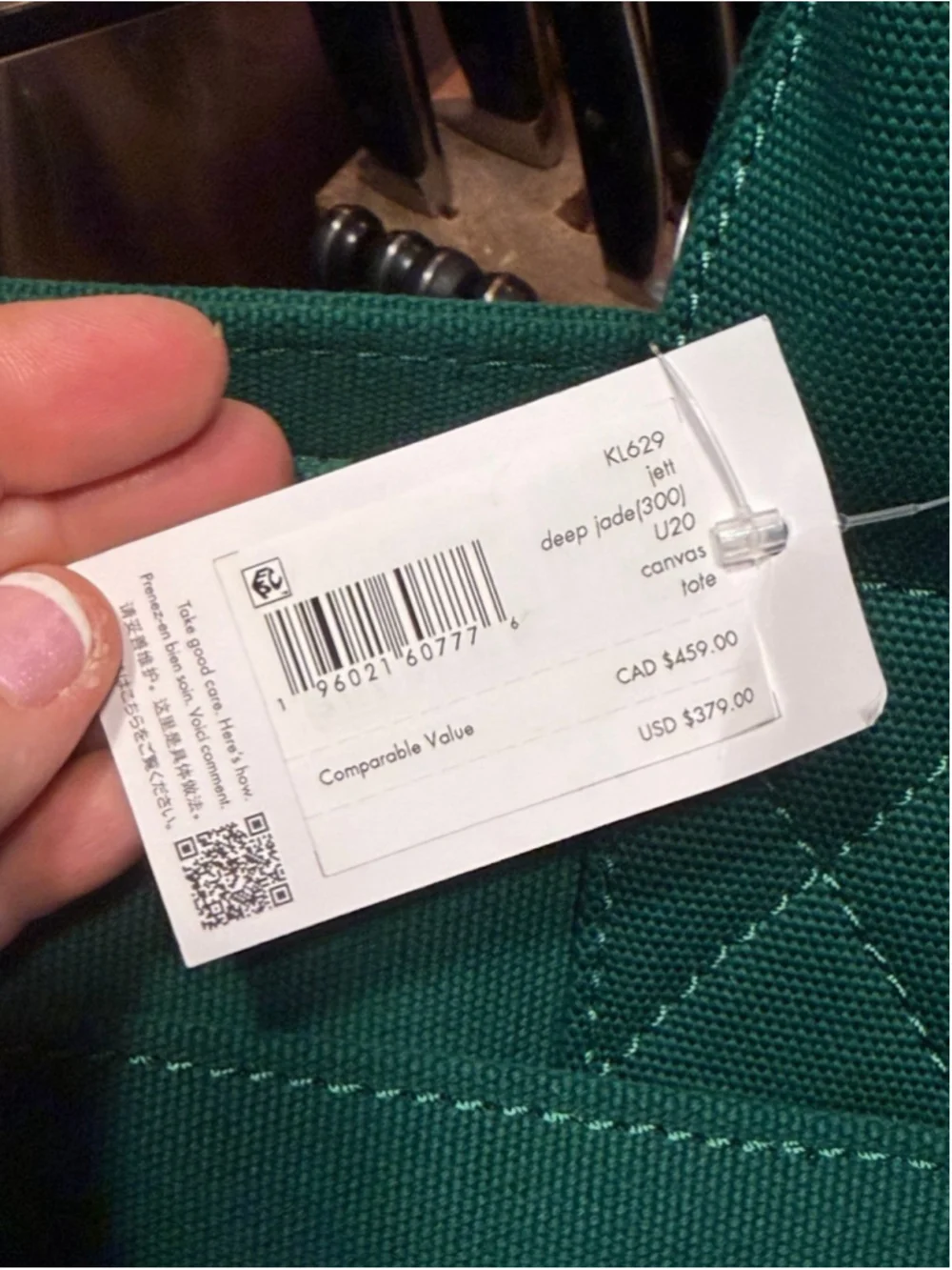 NWT Kate Spade XL Green Canvas Totebag